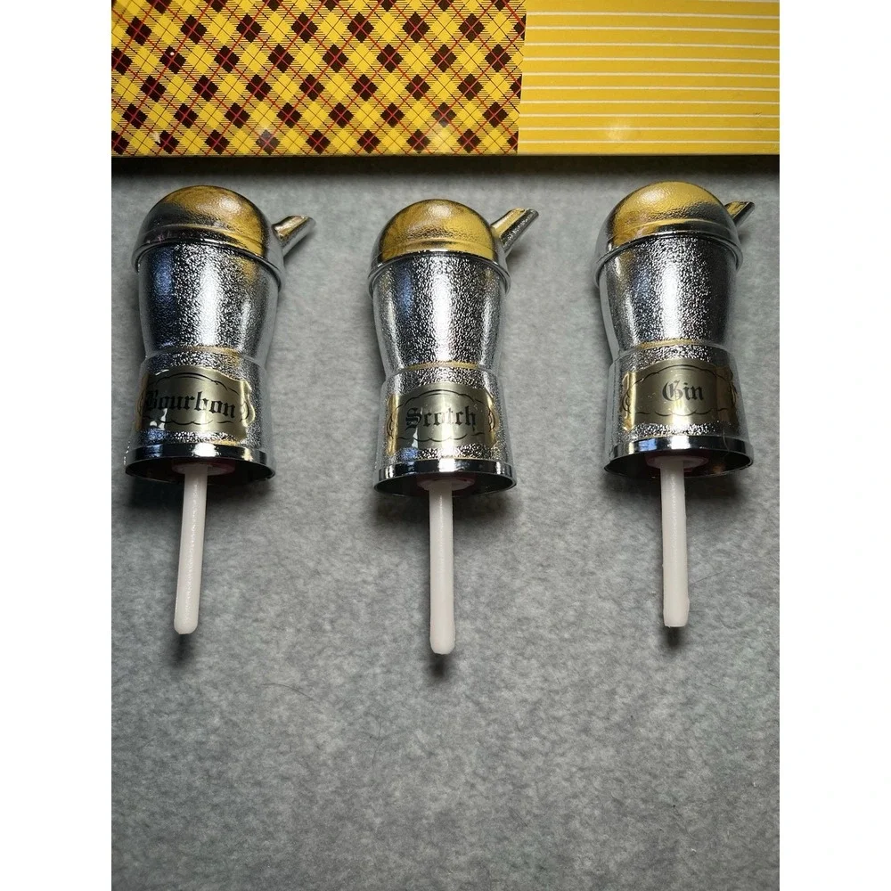 VTG Mr Bartender Set Of 3 Chrome Pouring Jigger Spout Gin Scotch & Bourbon MCM‎